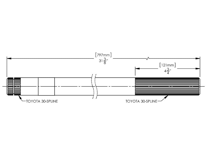 Longfield™ FJ60 30 Spline Inner Axle, Long Side (Long Spline E-Locker)