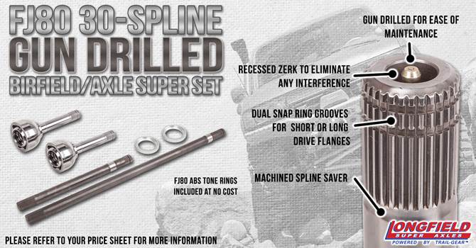 Longfield™ FJ80 30-Spline Birfield/Axle Super Set