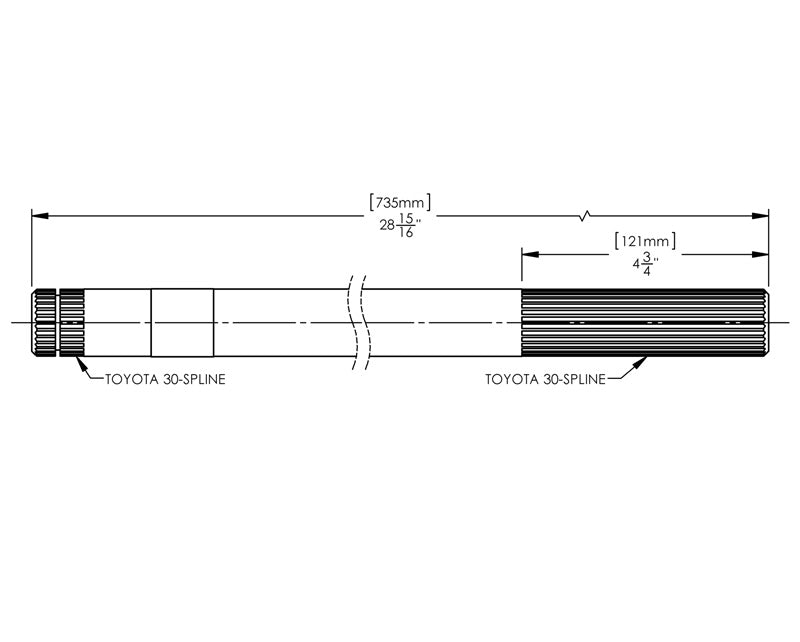 Longfield™ FJ40 30 Spline Inner Axle, Long Side (Long Spline E-Locker)