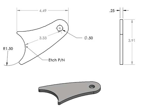 Ruff Stuff Specialties Long Curved Shock Tabs