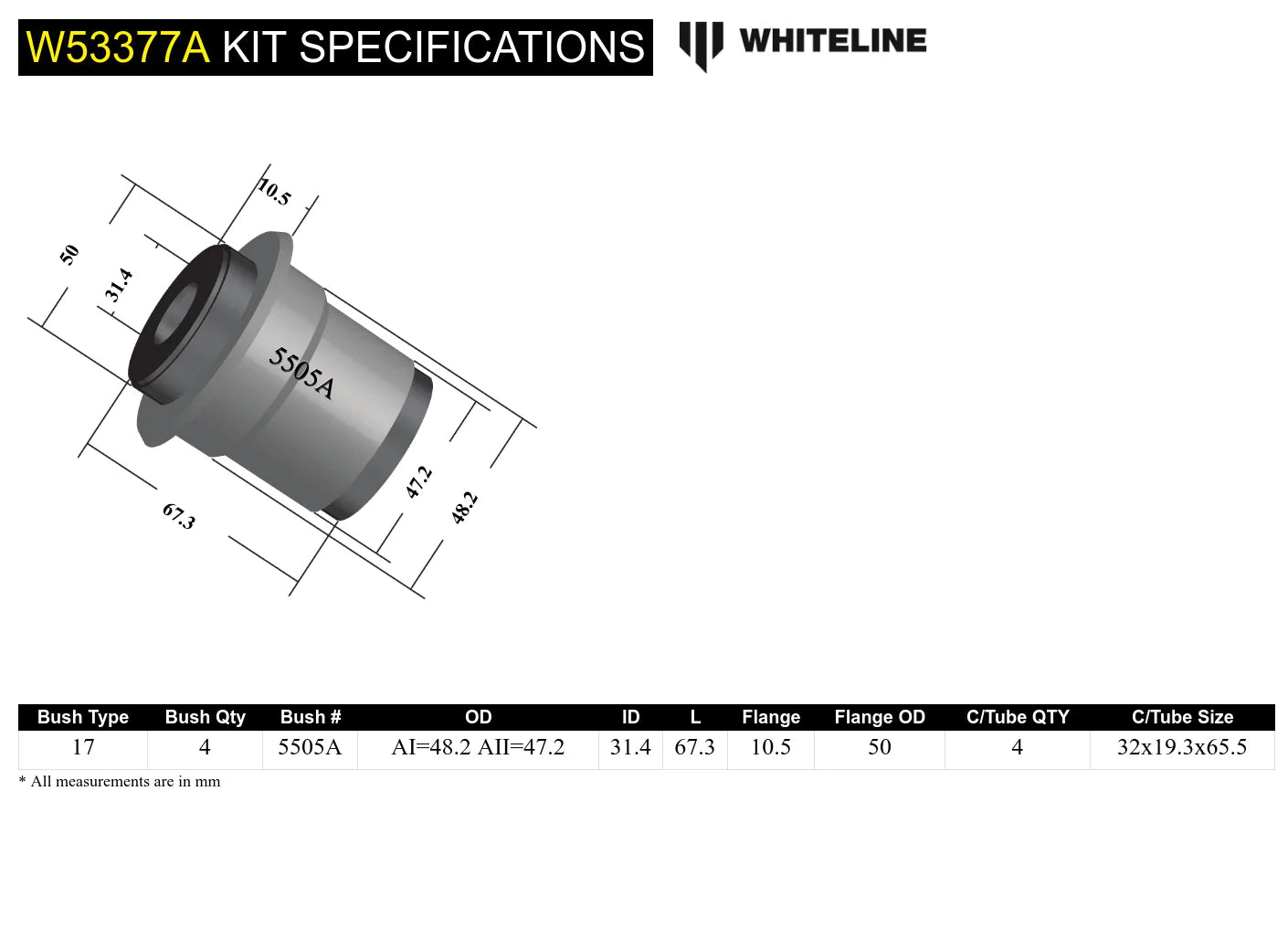 Whiteline Tacoma & 4Runner Lower Control Arm Bushings